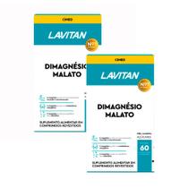 Kit 2 Dimagnésio Malato Lavitan com 60 Comprimidos Revestidos Kit 2 Dimagnésio Malato Lavitan com 60 Comprimidos Revestidos