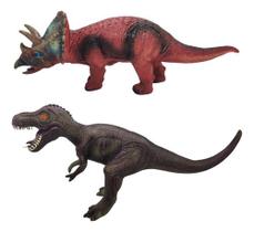 Kit 2 Dinossauro Macio Tiranossauro Rex Grande Borracha Som