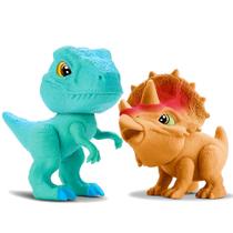 Kit 2 Dinossauros Emborrachados Triceratops e Velociraptor Kit 2 Dinossauros Emborrachados Triceratops e Velociraptor