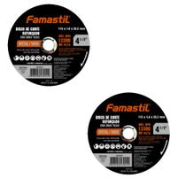 Kit 2 Disco De Corte Inox Famastil 4.1/2 1mm Profissional Preto Kit 2 Disco De Corte Inox Famastil 4.1/2 1mm Profissional Preto