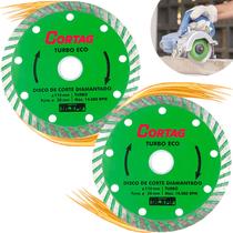 Kit 2 Discos de Corte Diamantado Granito Mármore Telha Turbo Eco 110mm x 20mm Cortag Kit 2 Discos de Corte Diamantado Granito Mármore Telha Turbo Eco 110mm x 20mm Cortag