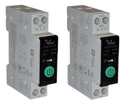 Kit 2 Disjuntor Medidor Wifi 1-63a Ajustável Alexa Google H