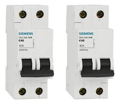 Kit 2 Disjuntores Interruptor Bipolar 2P Curva B 10A Siemens Kit 2 Disjuntores Interruptor Bipolar 2P Curva B 10A Siemens