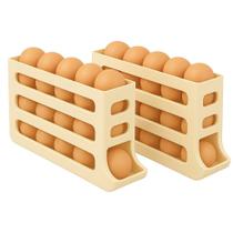 Kit 2 Dispensador Ovos Rolantes Geladeira 4 Camadas Bege