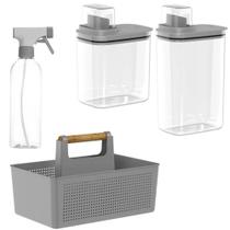 Kit 2 Dispenser 2,3L 1,5L + Borridador + Organizador Multiuso Com Alça