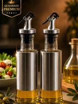 Kit 2 Dispenser Galheteiro Azeite e Vinagre 300ml Vidro Inox Premium Kit 2 Dispenser Galheteiro Azeite e Vinagre 300ml Vidro Inox Premium