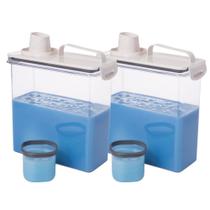 Kit 2 Dispenser Hermético 3L Trava Mais Plasútil Multiuso Com Copo Medidor Ideal para Porta Sabão Líquido, Amaciante