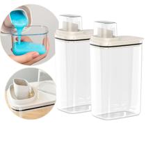 Kit 2 Dispenser Lavanderia Sabão Pó Líquido Organizador 2,3l Kit 2 Dispenser Lavanderia Sabão Pó Líquido Organizador 2,3l