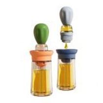 Kit 2 Dispenser Óleo Vidro Azeite C/ Escova Silicone 2 Em 1