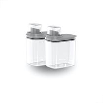 Kit 2 Dispenser Organizador Lavanderia 1,5 L Multiuso Cinza Kit 2 Dispenser Organizador Lavanderia 1,5 L Multiuso Cinza