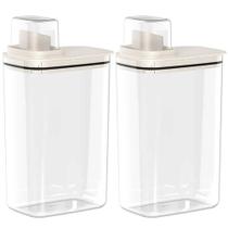 Kit 2 Dispenser para Amaciante e Sabão Líquido 2,3L Flow Bege com Tampa Medidora Ou