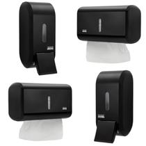 Kit 2 Dispenser Para Sabonete + 2 Porta Papel Toalha Preto
