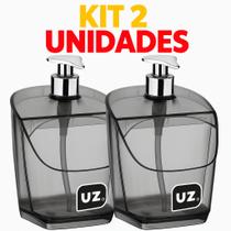 Kit 2 Dispenser Porta Detergente Porta Sabonete Liquido Com Suporte De Esponja Organizador Cozinha