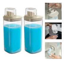 Kit 2 Dispenser Porta Sabão Liquido Amaciante 1,5l Lavandeira Bege Kit 2 Dispenser Porta Sabão Liquido Amaciante 1,5l Lavandeira Bege