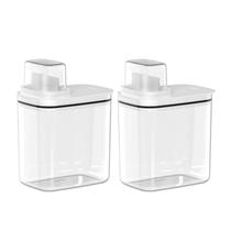 Kit 2 Dispenser Pote Medidor Hermético Porta Produtos Limpeza Organizador Lavanderia 1,5L Kit 2 Dispenser Pote Medidor Hermético Porta Produtos Limpeza Organizador Lavanderia 1,5L