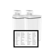 Kit 2 dispenser Sabão em pó e amaciantes + 1 cartelade etiquetas lavanderia Kit 2 dispenser Sabão em pó e amaciantes + 1 cartelade etiquetas lavanderia