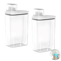 Kit 2 Dispenser Sabão Líquido Dosador 2,3 Litros Lavanderia Natural Branco - Flow DFW200BCF Ou Kit 2 Dispenser Sabão Líquido Dosador 2,3 Litros Lavanderia Natural Branco - Flow DFW200BCF Ou