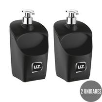 Kit 2 Dispenser Sabonete Detergente Porta Esponja Preto UZ