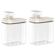 Kit 2 Dispensers para Amaciante e Sabão Líquido 1,5L Flow Bege com Tampa Medidora Ou