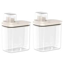 Kit 2 Dispensers para Amaciante e Sabão Líquido 1,5L Flow Bege com Tampa Medidora Ou