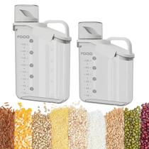 Kit 2 Dispensers Pote Hermético C/ Tampa Dosador Alimento Grãos Cereais Mantimentos Organização