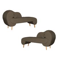 Kit 2 Divãs RECAMIER Melissa Linho Cacau - Malta Decor