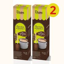 Kit 2 Divine Bebida Chocolate Quente No Palito 50% Cacau Zero Lactose Sem Açucar Diet 45G