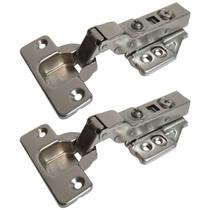 Kit 2 Dobradiça Curva 35Mm Com Pistão Calço 3D Clip On 1 Par