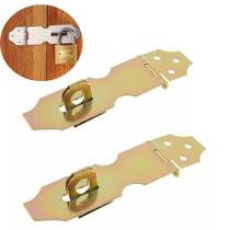 Kit 2 dobradiça porta cadeado fecho trinco bicromatizado de ferro 12,5cm resistente portas armarios gavetas baus