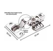 Kit 2 Dobradiças Inox Super Curva Amortecedor P/ Armários Kit 2 Dobradiças Inox Super Curva Amortecedor P/ Armários