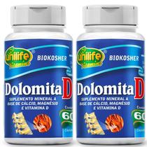 KIT 2 DOLOMITA D Cálcio Magnésio Vit D 60 Cáps 950mg UNILIFE