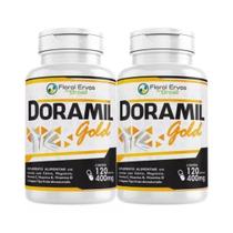 kit 2 Doramil Gold 120 Cápsulas 400mg Cálcio Magnésio + Colágeno Tipo 2 Vitaminas C K2 e D3 Floral Ervas Do Brasil
