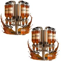 Kit 2 Dosador Dispenser de Bebidas Inox Para 6 Garrafas com Suporte de Mesa Para Adega Shot 45ML Yab