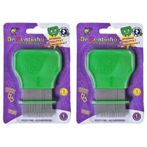 Kit 2 Dr Pentinho Pente Piolho Lêndea Limpador Verde Ou Rosa