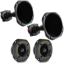 Kit 2 Driver Corneta Longa 2 Super Tweeter Tuiter 100W Hiken