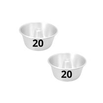 KIT 2(DUAS) Assadeira Bolo PUDIM C/TUBO N 20 Forma Alumínio