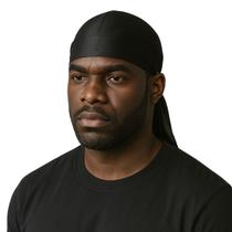 Kit 2 Durag Cor Preta Bandana Waves Touca Afro De Cetim Toca Waves Dread Trap Rap