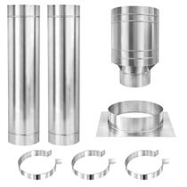 Kit 2 Duto 5 + Chapéu + Adapt. Abraçadeira Chaminé Aço I