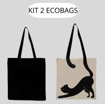 KIT 2 Ecobags Gato + preta lisa