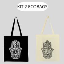 KIT 2 Ecobags Mão de Fatima cru + Mão de Fatima Preto KIT 2 Ecobags Mão de Fatima cru + Mão de Fatima Preto