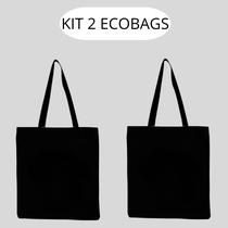 KIT 2 Ecobags Preto Preto lisa