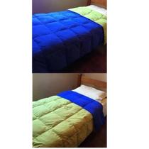 Kit 2 Edredons 100% Plumas Solteiro Dupla Face 2 Cores Azul/verde confortável macio resistente