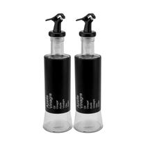 Kit 2 eiteiro Vinagreiro Recipiente Em Vidro E Inox Preto