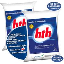 Kit 2 Elevador de Alcalinidade Hth Alcalinizante De Piscina 4kg Fibra Vinil Alvenaria Inflável