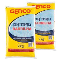 Kit 2 Elevador De Ph P/ Piscina Ph+ Mais Barrilha 2Kg Genco