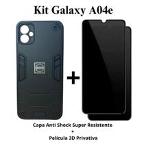 Kit 2 em 1 Capa Anti Shock Armadura Resistente + Película Privacidade 3D Vidro para Samsung Galaxy A04E