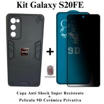 Kit 2 em 1 Capa Anti Shock Resistente + Película Fosca Privativa para Samsung Galaxy S20FE Cor:Preto