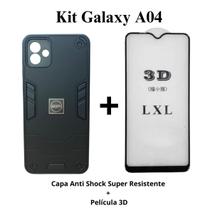 Kit 2 em 1 Capa Armadura Resistente Anti Shock + Película de vidro 3D para Samsung Galaxy A04
