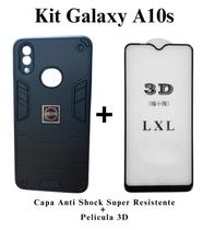 Kit 2 em 1 Capa Armadura Resistente Anti Shock + Película de vidro 3D para Samsung Galaxy A10S Kit 2 em 1 Capa Armadura Resistente Anti Shock + Película de vidro 3D para Samsung Galaxy A10S