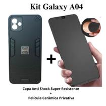 Kit 2 em 1 Capinha Anti Impacto Resistente + Película Fosca Privativa para Samsung Galaxy A04